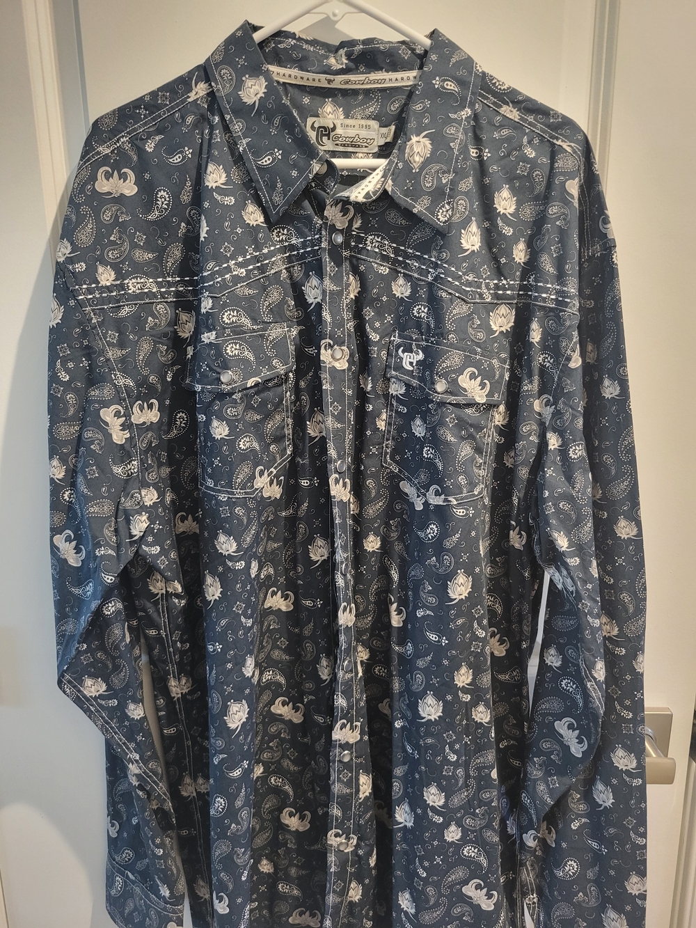 Cowboy Hardware Navy "Tonal Paisley" Long Sleeve Men's Western Shirt